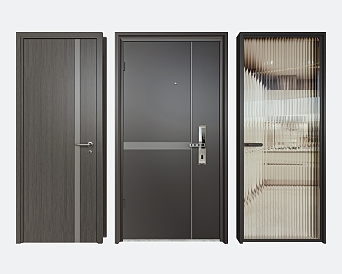 Modern Single Door Entry Door Glass Door 3d model