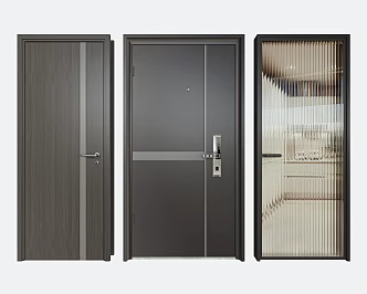 Modern Single Door Entry Door Glass Door 3d model