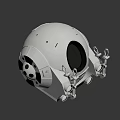 White Astronaut Helmet Featuring Black Circular Visor And Structural Lighting On Dark Background 3d model