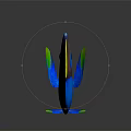 Colorful Tropical Fish With Blue Body Yellow Tail Brown Stripe And Green Accents