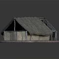 Traditional Thatched House with Rustic Thatch Roof and Solid Base Structure Design