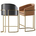 Modern Upholstered Bar Stools With Metal Frame In Different Colors 3d model