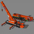 Orange KATO Multiple Crane Utility Vehicles With Heavy Lifting Equipment 3d model