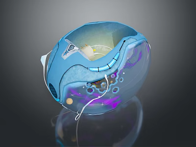 Sci Fi Game Movie Character Blue Transparent Sphere With Glowing Interior And Surface Patterns 3d model