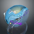 Sci Fi Game Movie Character Blue Transparent Sphere With Glowing Interior And Surface Patterns 3d model