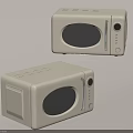 Two Cream Colored Microwave Ovens With Black Door And Control Panel Design 3d model