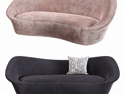 Light Pink And Dark Gray Multi-seat Sofa In Modern Design With Patterned Decorative Pillow 3d model