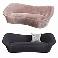 Light Pink And Dark Gray Multi-seat Sofa In Modern Design With Patterned Decorative Pillow