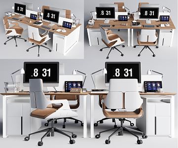 Modern Office Desk and Chair Office Desk and Chair Staff Card Desk and Chair 3d model