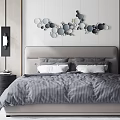 Modern Background Double Bed Double Bed Combination 3d model