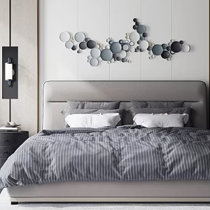 Modern Background Double Bed Double Bed Combination 3d model