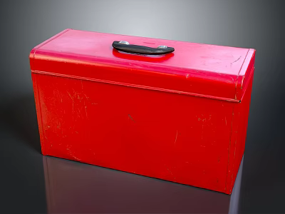 Sturdy Red Toolbox With Black Handle For Equipment Organization And Storage 3d model