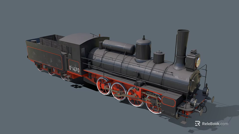 Vintage Steam Train With Black Body Red Wheels Chimney And Numbered 01 070 3d model 