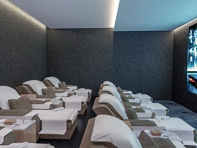 Relaxing Modern SPA Sauna Interior With Comfortable Loungers And Serene Ambiance 3d model