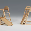 Outdoor Wooden Kids Play Equipment with Slide Swing Ladder and Climbing Net