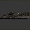 Natural Curved Landform With Layered Red Rock And Green Vegetation On Top White Base
