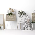 Wedding Welcome Signs With Balloon Garlands And Floral Arrangements Decor