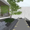 Modern Landscape Garden With Curved Pathway Greenery Trees Rocks And Modern Building Design