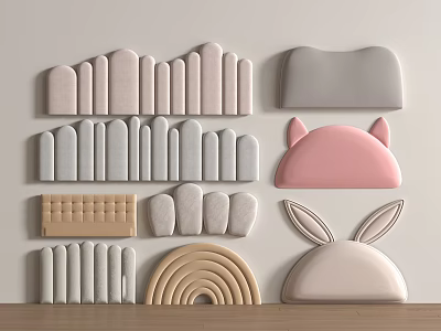 modern children bed backrest plush toy children 3d model