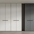 Modern Wardrobe Design With Light And Dark Flat Panel Doors And Handle Details
