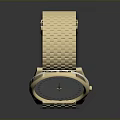 Elegant Golden Mesh Strap Watch With Black Dial On Display Stand