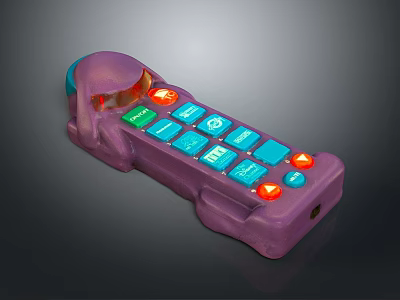 Modern Computer Controller With Purple Body Blue Buttons Green Red Indicators And Ergonomic Design 3d model