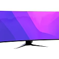 Modern Curved Computer Monitor With Purple Blue Gradient Screen