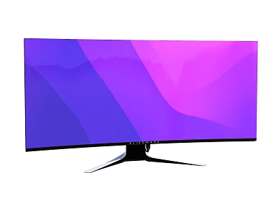 Modern Curved Computer Monitor With Purple Blue Gradient Screen 3d model