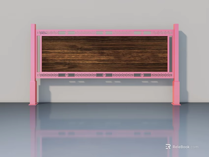 Stylish Hinged Door With Pink Frame And Dark Wood Panel Modern Home Interior Design 3d model 