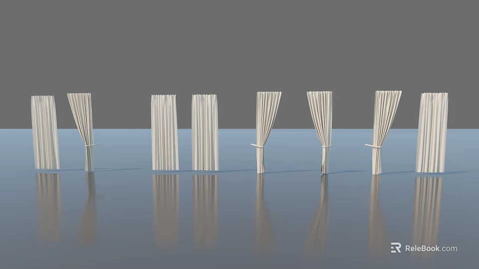 Various Curtains With Different Folding Styles For Home Window Decoration 3d model 