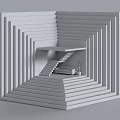 Minimalist Modern Decorative Ornament Set With Gray Layered Geometric 3D Structure And Staircase