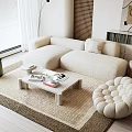 Quiet sofa tea table combination 3d model