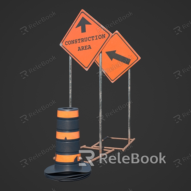 Road Construction Road signs Road signs model