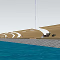 Outdoor Waterfront Landscape Seats With Wooden Wave Like Structure And Stone Pavement