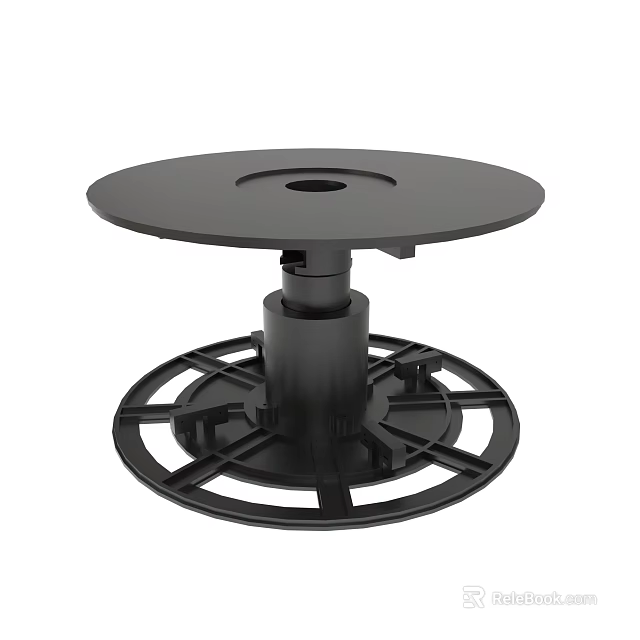 Black Rotating Base with Circular Platform and Sturdy Support Structure 3d model 