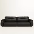 Black Leather Two Seater Sofa With Modern Stitched Design And Armrests 3d model