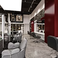 Modern Hair Beauty Salon Interior Design With Styling Chairs And Red Gray Decor