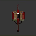 Red And Green Mechanical Device With Cylindrical Tanks Handle And Industrial Pipes