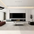 Modern Open Concept Living And Dining Room With Sofa Dining Table And Round Pendant Light