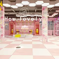 Pink KTV Interior Design With Neon Lights Checkerboard Floor Counter And Seats