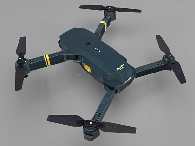 Modern Dark Green Drone With Four Propellers And Yellow Stripes Design 3d model