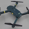 Modern Dark Green Drone With Four Propellers And Yellow Stripes Design 3d model