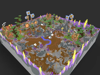 Vibrant Plant Painting With Colorful Plants Winding Paths Hills And Floral Details 3d model