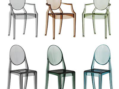 Stylish Transparent Single Chairs In Various Colors With Modern Acrylic Design 3d model