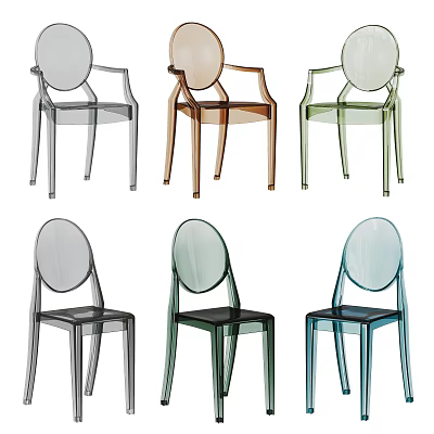 Stylish Transparent Single Chairs In Various Colors With Modern Acrylic Design 3d model