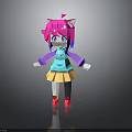 Cute Child Character With Pink Hair Cat Ears Blue Eyes And Yellow Skirt