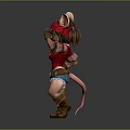 Cartoon Mouse Girl Character In Pirate Style With Red Top Blue Shorts And Brown Boots