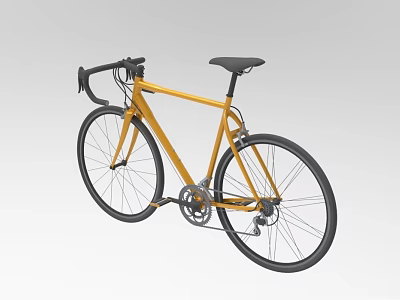 Modern Yellow Road Bicycle With Black Handlebars Seat And Tires 3d model
