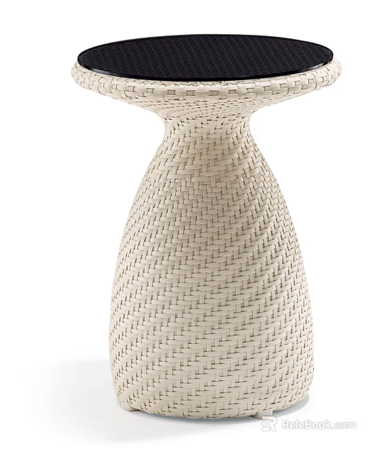 Woven Modern Coffee Table With Light Colored Rattan Design And Sturdy Base 3d model