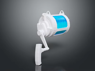 Dog Leash Reel Device With White Body And Blue Inner Component 3d model